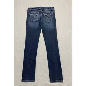 Vigold Jeans Size 9 Dark Wash Denim White Stitch Skinny Stylish Pockets 30×30